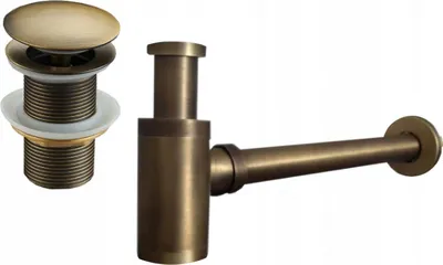 Produktbild von Mexen runde Waschtische Halbsiphon mit Klick-Klack-Keramikstöpsel, ohne Überlauf, Bronze antik - 7991050-30
