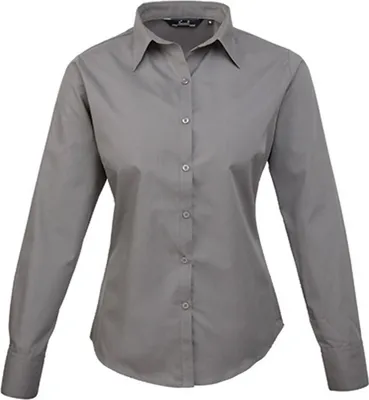 Produktbild von Premier Workwear Baumwolle Classics Popeline Bluse langarm 39.0300 Gr. 4XL dark grey