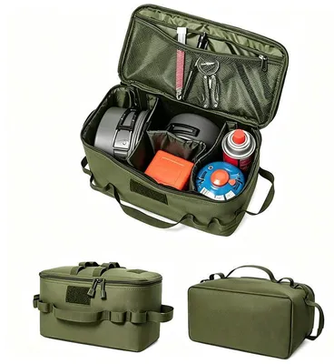 Immagine prodotto di Borsa da esterno grande, 34x17x19 cm, con scomparti divisori, adatta come bagaglio a mano, per campeggio e per attrezzi, colore verde