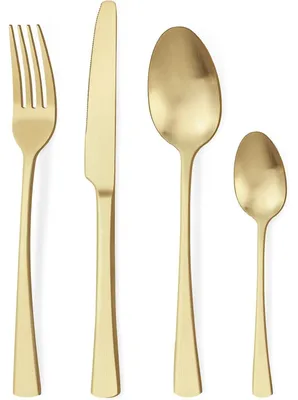 Productafbeelding van Besteekset, 24-delig, voor 6 personen. Champagnegoud, mat, roestvrij staal, vaatwasmachinebestendig