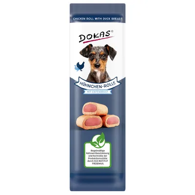Produktbild von Dokas Dog Snack Hühnchen-Rolle mit Ente 10g