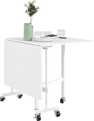 Obrázek produktu pro Jídelní stůl - Rozkládací stůl - Pro 4-6 osob - S kolečky - 120 x 80 x 73 cm - Moderní design - Bílý