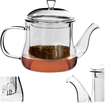 Produktbild von KADAX Glaskrug mit Teesieb für Kräutertee, 1 l, Glaseinsatz