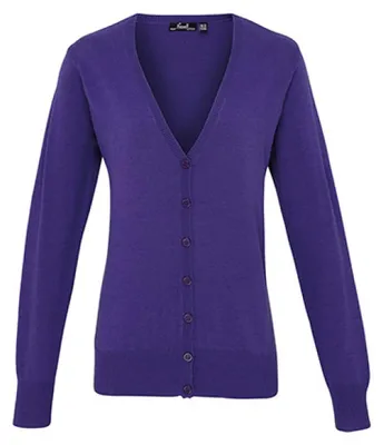 Produktbild von Premier Workwear PR697 | Damen Button Through Knitted Cardigan + - Farbe: Purple - Größe: S (10)