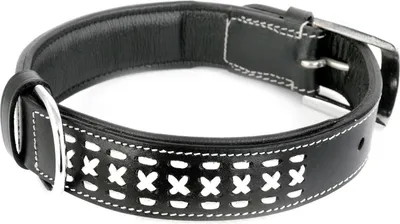 Produktbild von Monkimau Hundehalsband aus Leder Halsband für Hunde Lederhalsband schwarz geflochten M