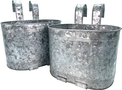 Produktbild von Metall Balkonkasten silber - 2er Set - Verzinkt - Blumenkasten Pflanzkasten Blumentopf