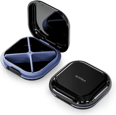 Produktbild von ONTERATE Täglicher Pillen Organizer mit 4 Fächern, Tragbares Reise Pillenetui, Mini Pillenbehälter für die Handtasche, Kompakter Reise Medizin