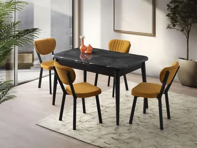 Produktbild von Skye Decor, Erweiterbarer Esstisch 100% Melamin, Schwarz, 130-164 cm, 100 kg