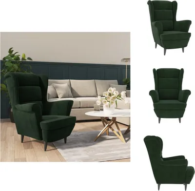 Image de vidaXL Fauteuil vert foncé velours - fauteuil