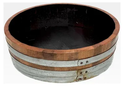 Produktbild von Eichenfass, Weinfass Abschnitt als Pflanzschale oder Wanne Höhe ca. 20 cm (geölt)