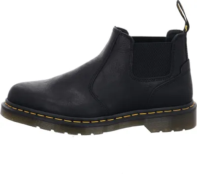 A single black Chelsea boot is shown from the side against a white background.