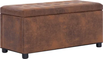 Immagine prodotto di vidaXL Pouf con contenitore 87,5 cm Marrone Effetto pelle scamosciata