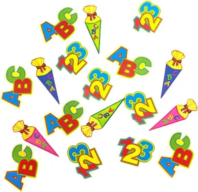 Produktbild von Oblique Unique ABC Zuckertüte 123 Zahlen Buchstaben Konfetti Streu Deko 18 Stk - bunt