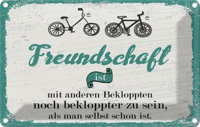 Produktbild von vianmo Blechschild 12x18 cm Freundschaft noch bekloppter sein Spruch Zitat