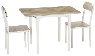 Produktbild von HOMCOM 3 TLG Sitzgruppe Essgruppe mit 2 Stühlen und Tisch Klappbare Tischplatte