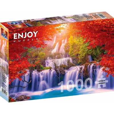 Imagen del producto de Disfruta de este rompecabezas de 1000 piezas que representa la cascada Thee Lor Su en Herbst, Tailandia