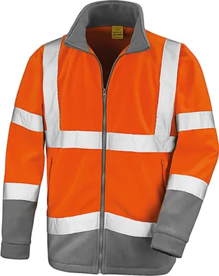 Produktbild von Result R329X | Safety Microfleece Arbeits Jacke - Farbe: Fluorescent Orange/Workguard Grey - Größe: 4XL