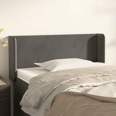 Produktbild von vidaXL Kopfteil mit Ohren Dunkelgrau 93x16x78/88 cm Samt - Kopfteil - Kopfteile - Bett-Kopfteil - Bettkopfteil