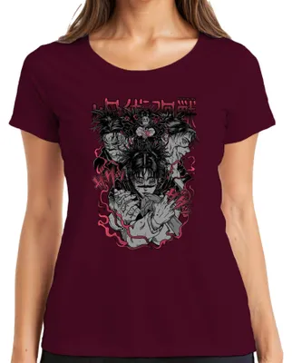 Obrázok produktu pre sukuna Yuji Megumi Anime Manga Geschenk Anime Ästhetik Damen T-Shirt, Burgundy, L