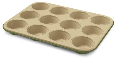 Image de Moule à 12 muffins Guardini, 27 x 35 x 3 cm, couleur : doré et vert