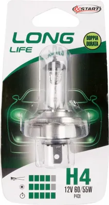 Imagen del producto de Lámpara H4 de larga duración para faros de automóviles, 12V, 60/55W, base P43t
