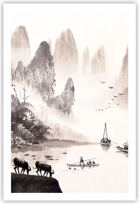 Produktbild von Poster - Poster ohne Rahmen - Chinesisch Landschaft Aquarell - 61x91,5 cm - Wand Bild - Wanddeko - Wandbilder - Kunstposter - Wandposter - Bilder - Kunstdruck - Wandbild - P2XPA61x91-4265