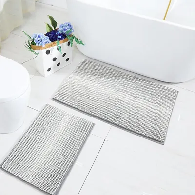 Produktbild von Absorbierende Antirutschmatte, Mikrofaser Badematte, Badezimmer Teppich, Waschbeckenmatte, Haustiermatte, 40x60cm, WeißGrau