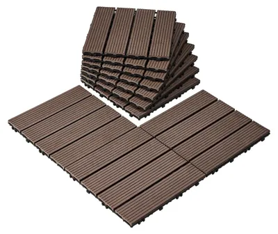 Obrázek produktu pro VEVOR terasová dlažba, sada 27 kusů, balkonová dlažba 30x30cm, click dlažba, voděodolná plastová podlahová krytina pro venkovní použití, podlahová krytina na terasu