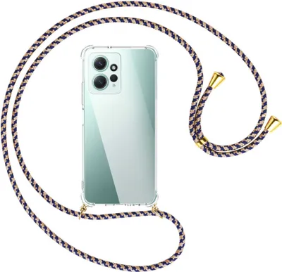 Produktbild von Handykette Backcover-Schutzhülle mit Band (Metall goldfarben) für Xiaomi Redmi Note 12 4G (6.67'') - blau+beige