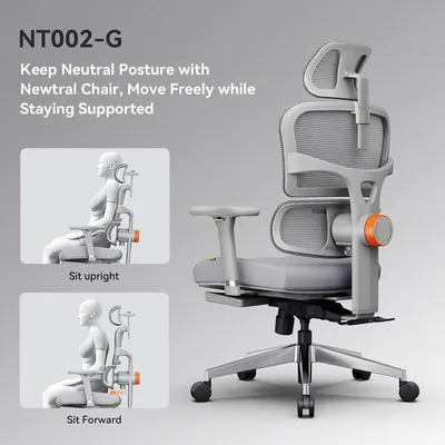 Produktbild von Ergonomischer Gaming-Stuhl mit Fußstütze – Verstellbare Rückenlehne und Lendenwirbelstütze für das Arbeiten im Homeoffice