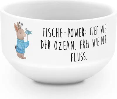 Produktbild von Mr. & Mrs. Panda Schüssel Fische Astrologie - Weiß - Geschenk, Sternzeichen, Geschenkidee Zum Geburtstag, Horoskop, Müslischale, Obstschale, schale, Snackschale, Fischer