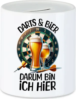 Produktbild von Darts & Bier Spardose Dartspieler Hobby Biertrinker Weihnachten Geburtstag Bullseye