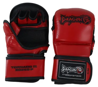 Produktbild von Dragon do MMA Handschuhe 30255-P Tornado Kampfsport Handschuhe mit Daumenschutz Grappling, Sparring, Boxsack Muay Thai Kunstleder Herren Damen Schwarz Rot Blau (Rot, L-XL)