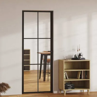 Produktbild von vidaXL Innentür ESG Glas und Aluminium 76x201,5 cm Schwarz