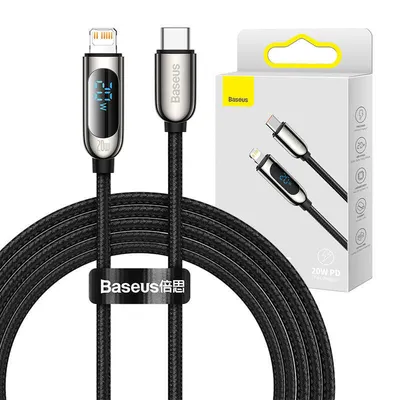 Produktbild von Baseus Schnelles Ladekabel Usb Typ C - Lightning 20W Leistung Mit Bildschirm Leistungsmesser 2M Schwarz (Catlsk-A01)