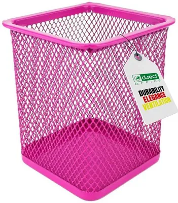 Produktbild von Metallischer Vierkantpennhalter - Drahtgefertigter Vierkantpennhalter - Multifunktionale Gasbecher für Ballfedern - Pennhalter für Büro/Schule, rosa