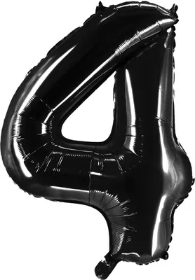 Produktbild von Folienballon Schwarz 100cm Zahl 4