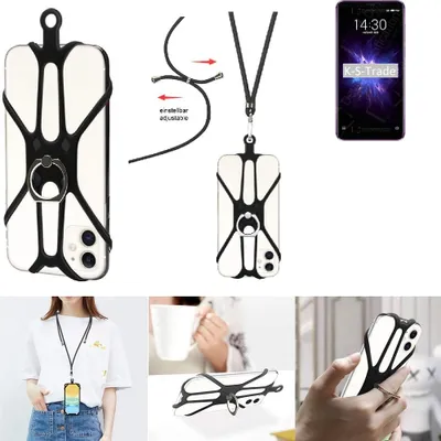 Produktbild von K-S-Trade 3in1 Handykette Handyband Handykordel Halsband Smartphone-Ring Handy-Ring kompatibel mit Meizu Note 8 Fingerhalterung Handyring