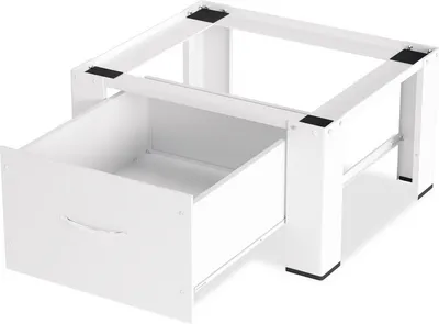 Produktbild von Hengda Waschmaschinen-Untergestell mit Schublade 62.5x54.5x32.5cm Weiß Stahl Waschmaschinen-Sockel Trockner Sockel Podest