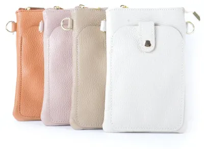 Image de Pochette pour téléphone en cuir Giuliano - Marron - Fabriqué en Italie