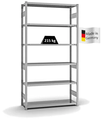 Produktbild von PROREGAL Fachbodenregal Stecksystem MAGNUS  Germany | HxBxT 250x130x40cm | 6 Ebenen | Fachlast 215 kg | Beidseitig nutzbar | Verzinkt