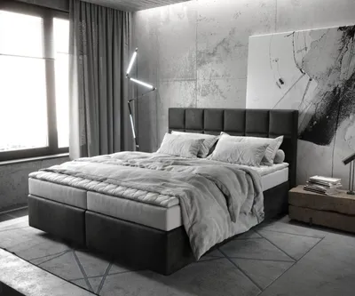 Produktbild von DELIFE Boxspringbett Dream-Fine 160x200 cm Mikrofaser Anthrazit Vintage mit Matratze und Topper