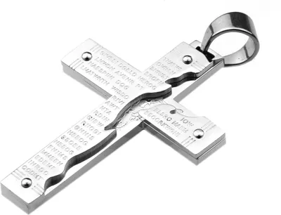 Produktbild von Edelstahlanhänger aus 316L Kreuz mit Schrift