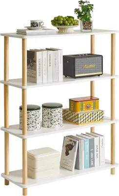 Immagine prodotto di Libreria in legno a 4 ripiani - cassetti moderni - bianca - multifunzionale