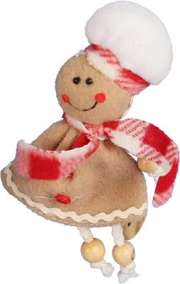 Productafbeelding van Kerstornament, peperkoekmannetje van stof, 14 cm, bruin