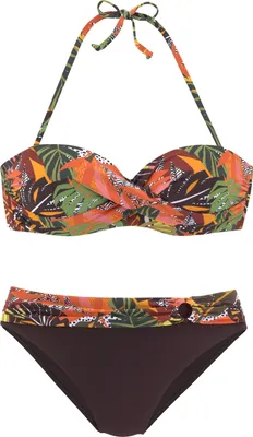 Produktbild von VIVANCE Bügel-Bandeau-Bikini braun-bedruckt Größe 40 Cup D