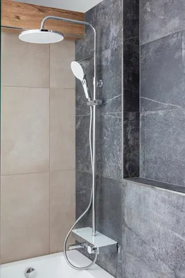 Produktbild von SAT SAUGEN Rain Duschsystem mit Wannenthermostat 25,4 cm Regenduschkopf 3-Funktion, weiß/chrom