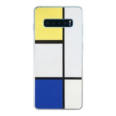 Produktbild von MuchoWow® Handyhülle Schutzhülle Hülle für Samsung Galaxy S10 Plus Komposition mit Gelb, Blau und Schwarz - Piet Mondrian Silikon Softcase Handy Hülle - Schutzhülle