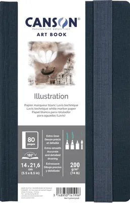 Produktbild von Canson Art Book, Illustrationspapier, glatt, 200 g/m², an der langen Seite gebun