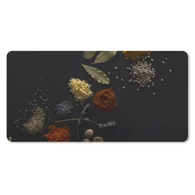 Produktbild von MuchoWow® Mauspad Mousepad Kräuter - Schwarz - Gewürze - Küche - Kochen 60x30 cm - Mousepads - Maus Mat - Pad - Mausunterlage - Nachhaltig